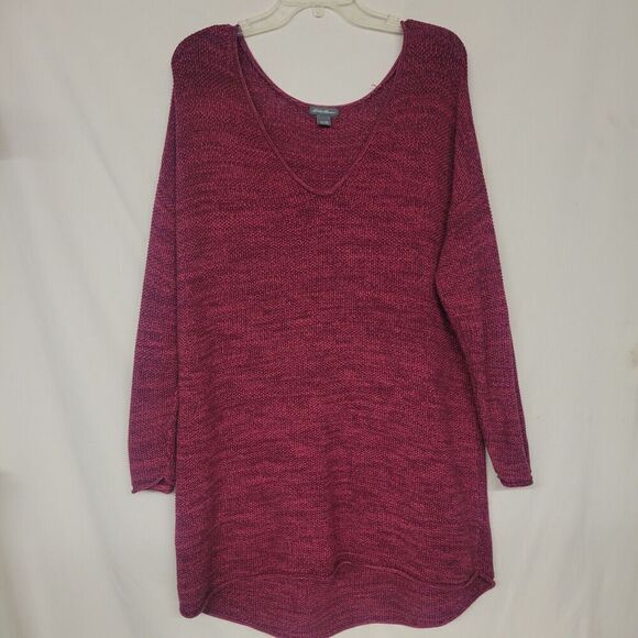 Eddie Bauer Size XL Rolled Collar Knit Pullover Sweater/Dress  V Neck  Hi-Lo - Picture 1 of 10